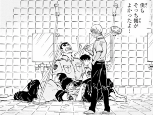 『名探偵コナン』警察学校組の四人が風呂掃除で疲れて爆睡しているのを見下ろす安室透