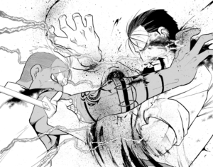 最期の闘いで傷の男に両腕を破壊されるキング・ブラッドレイ