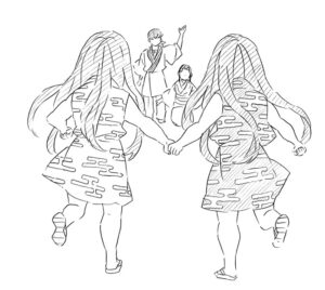 天国で有一郎と手を繋いで両親の元に駆け寄っていく時透無一郎