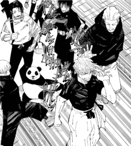 東京校のメンバーが五条悟に喝を入れる場面で蹴りをいれる狗巻棘