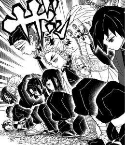 産屋敷耀哉に跪く柱