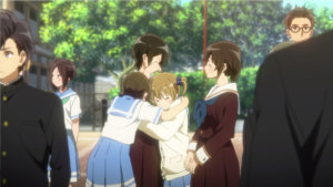 鈴木美玲と鈴木さつきに抱きつく加藤葉月