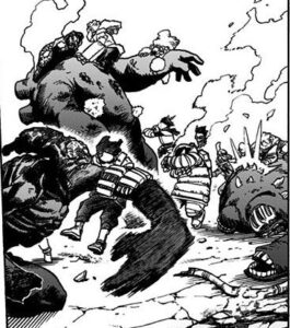 ヒーローに取り押さえられるハイエンズ